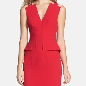 BCBG Red Peplum Dress in Rio Red